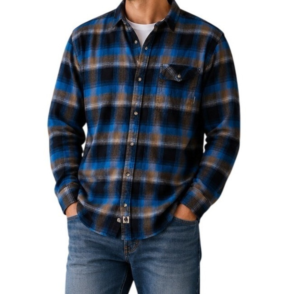 Legendary Whitetails Blue Black Plaid Flannel Shirt Men's LT